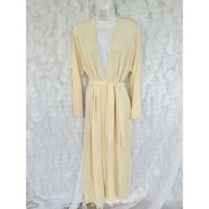 La Perla 100% Silk GEORGETTE Size 2 Long Ivory Dressing Robe Italy VINTAGE 90’s